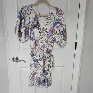 LOFT Paisley Print Mini Dress - Purple, Blue, Pink